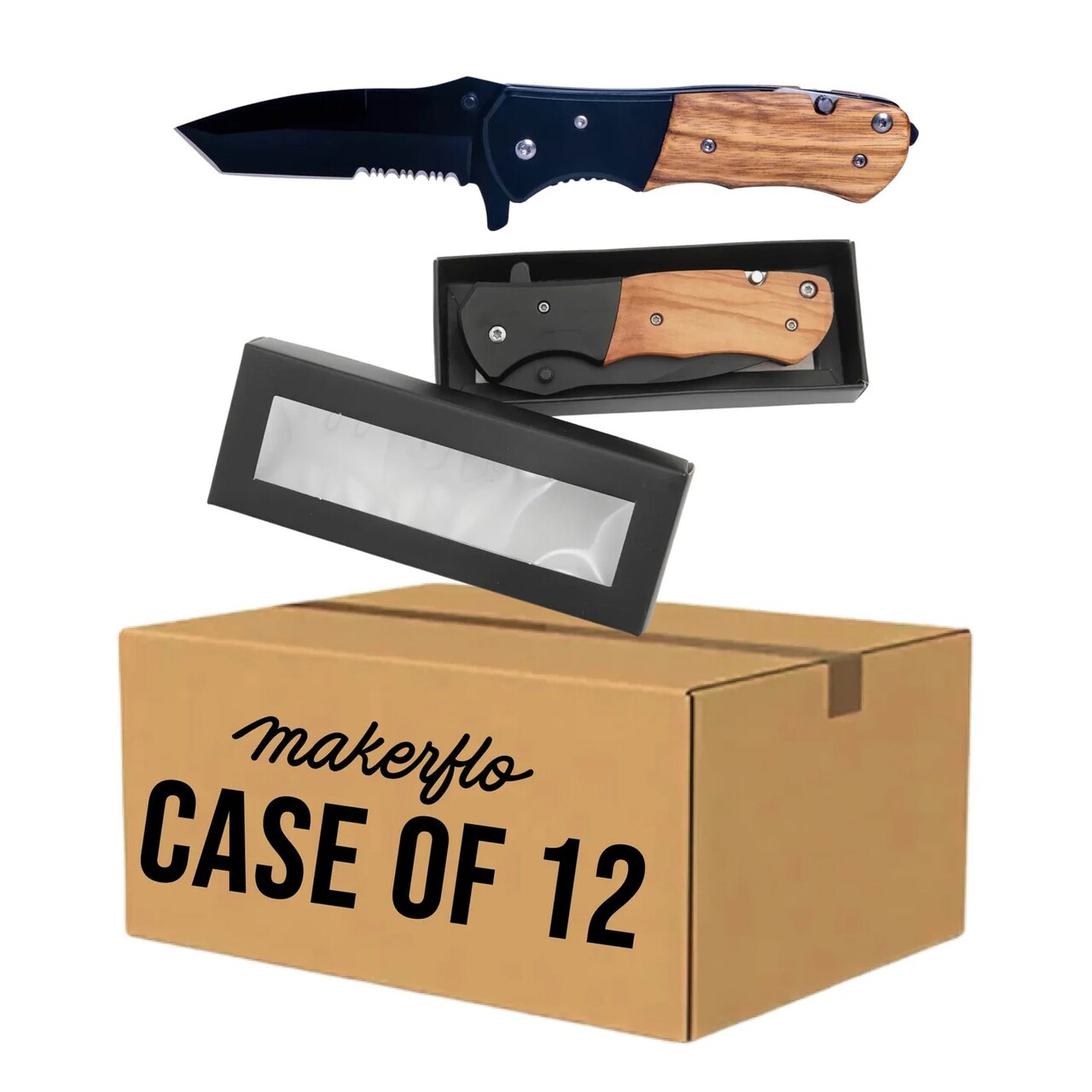 Makerflo Beast Wooden Pocket Knife, Tactical Spring Assisted Steel Blade, Belt Clip, Opener, Rope & Seatbelt Cutter, Glass Breaker for Hunting, Hiking, Self Defence, Gifts for Him, Natural Wood